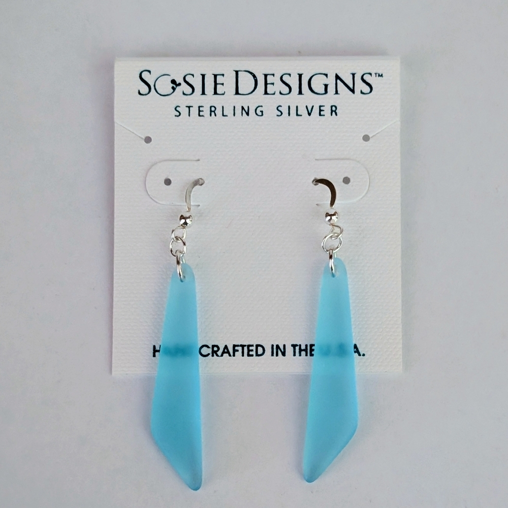 Sterling Silver Blue Sea Glass Earrings